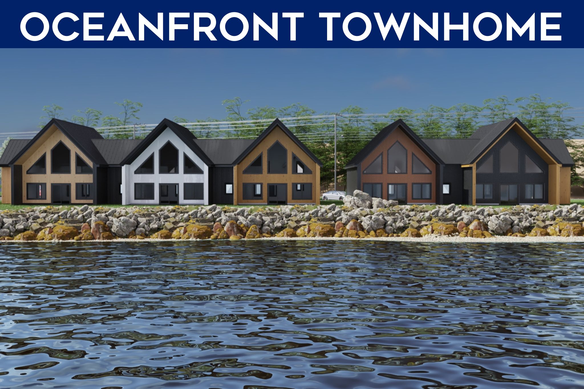 Scenic waterfront view of Compass Cove, showcasing a serene coastal property with stunning ocean views.